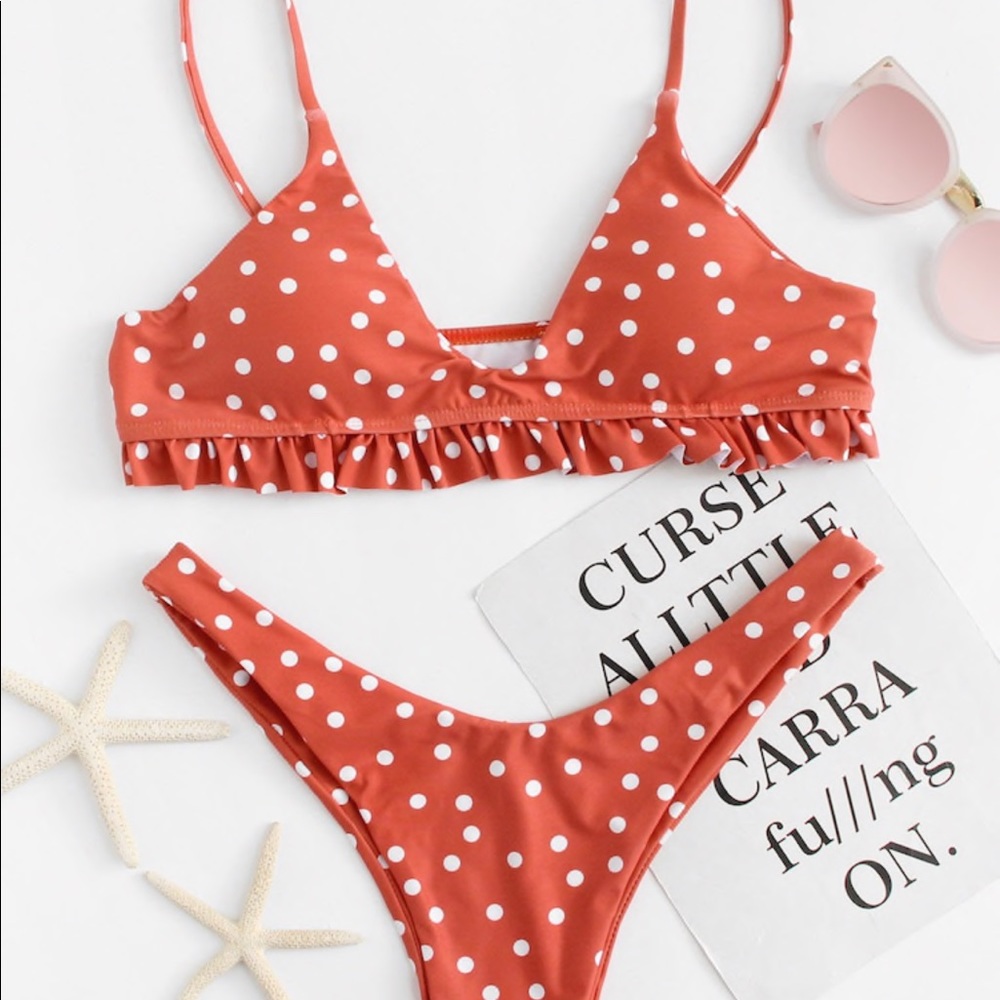 NWT Orange Dot Ruffle Bikini 🍊👙